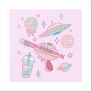 Alien Babe Pastel Goth Tee Posters and Art